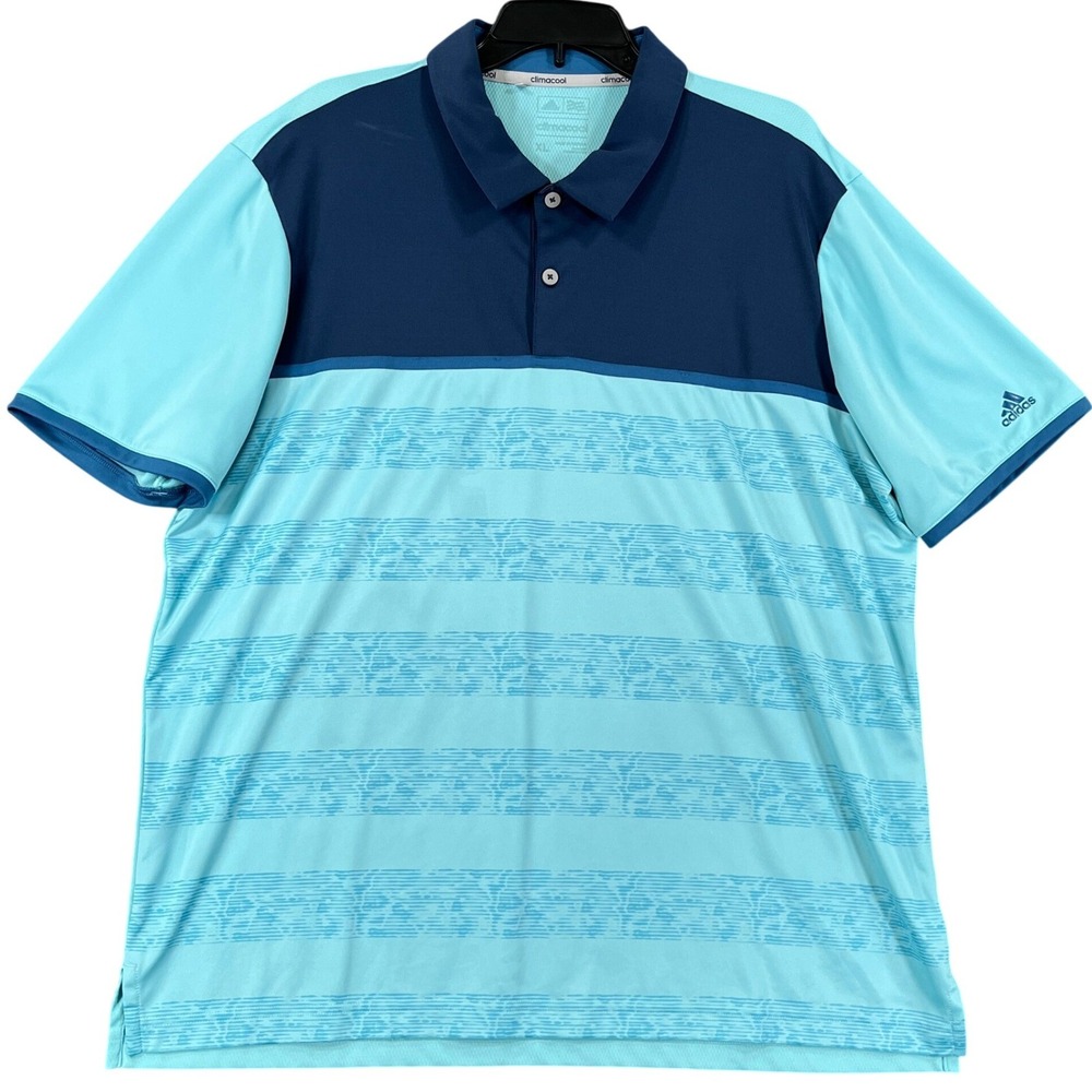 Adidas Performance Golf Polo Shirt Mens XL Striped Climacool Wicking Quick Dry